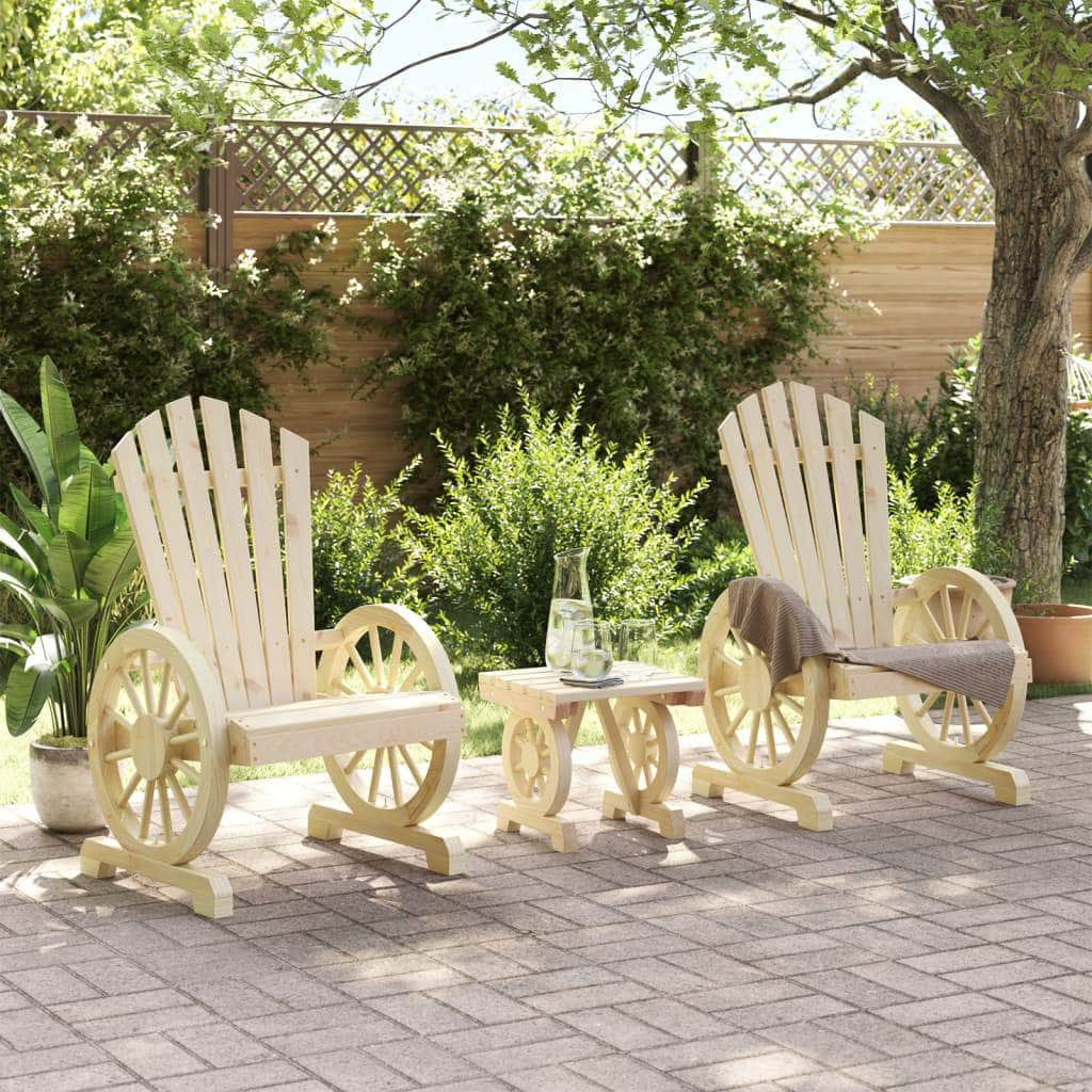 3 Piece Garden Lounge Set - Solid Wood Fir