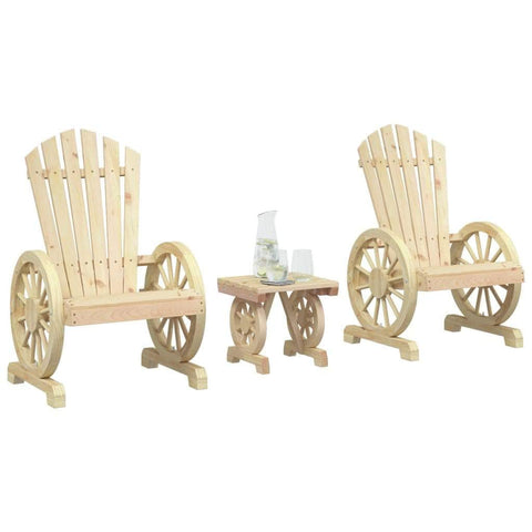 3 Piece Garden Lounge Set - Solid Wood Fir