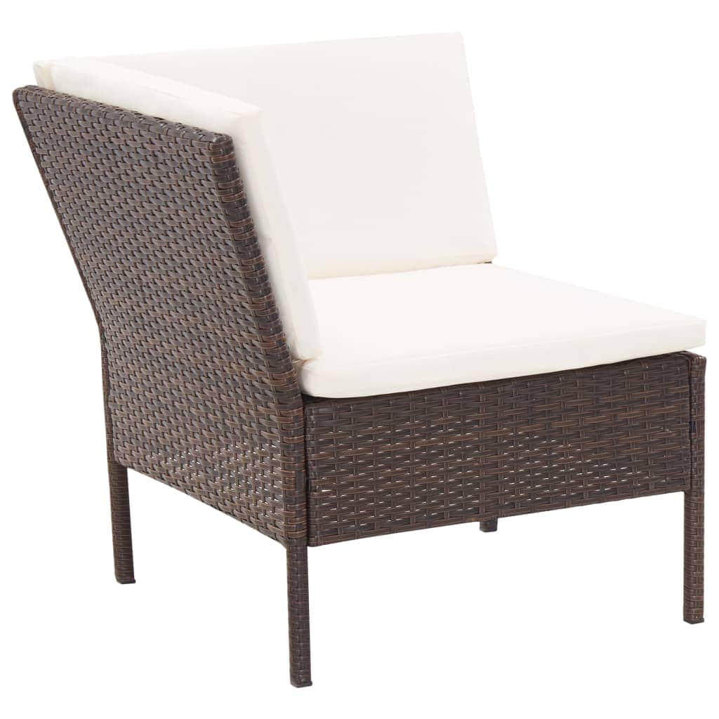 3 Piece Garden Lounge Set with Cushions Poly Rattan Brown