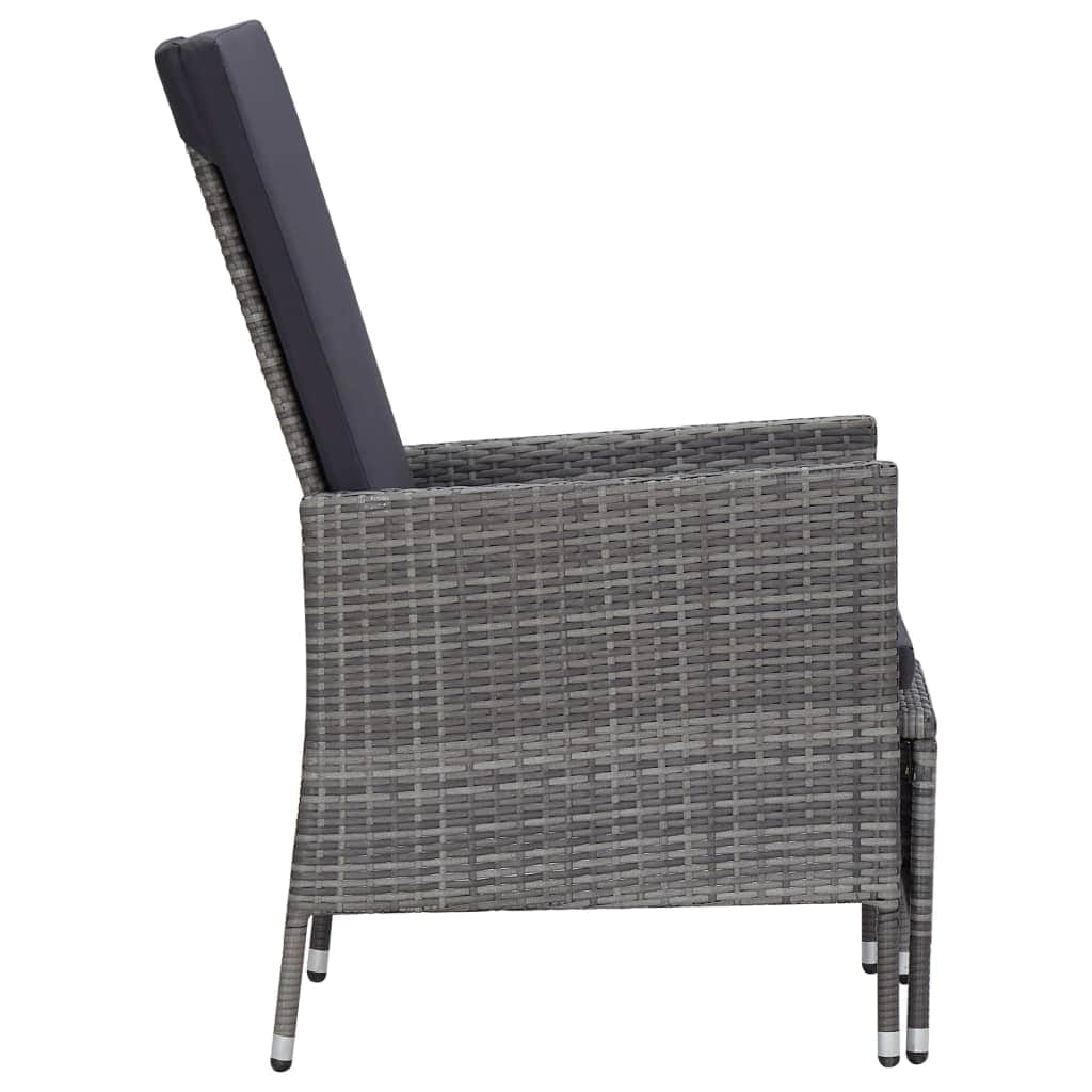 3-Piece Garden Lounge Set with Cushions Poly Rattan Grey