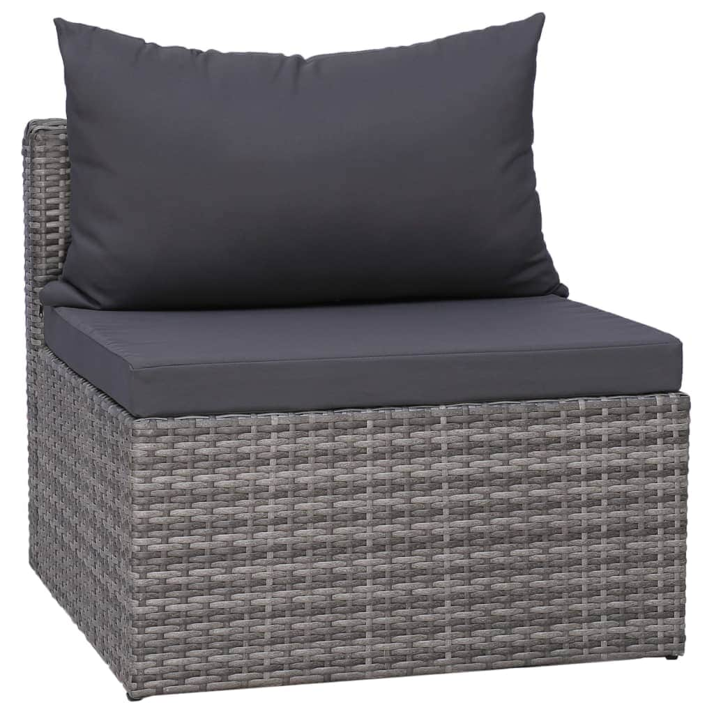 3 Piece Garden Sofa Set with Cushions Grey Poly Rattan