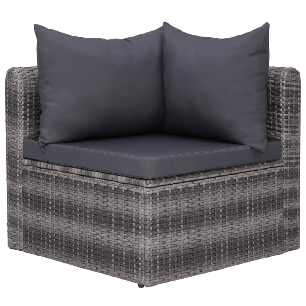 3 Piece Garden Sofa Set with Cushions Grey Poly Rattan