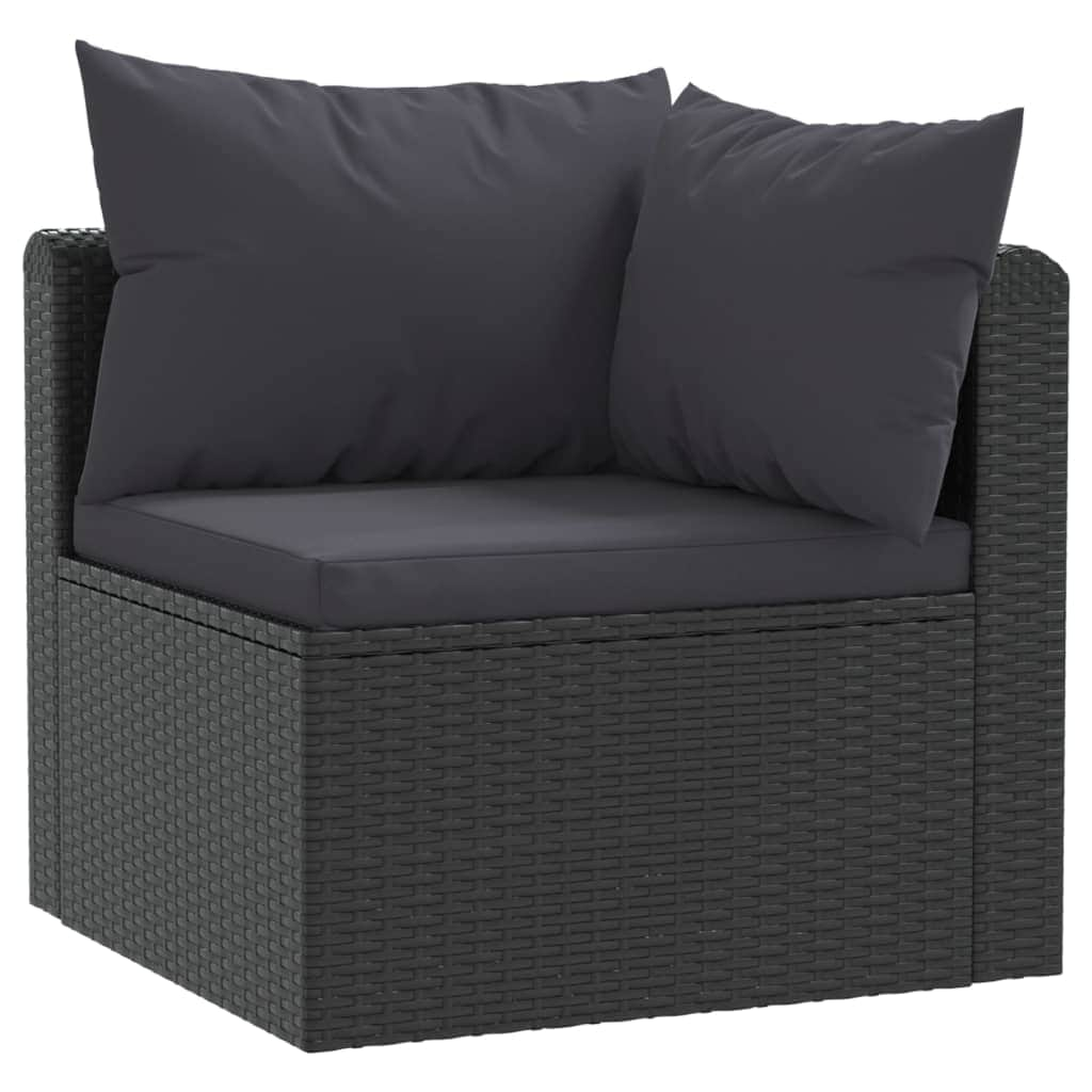 3 Piece Garden Sofa Set with Cushions Poly Rattan Black