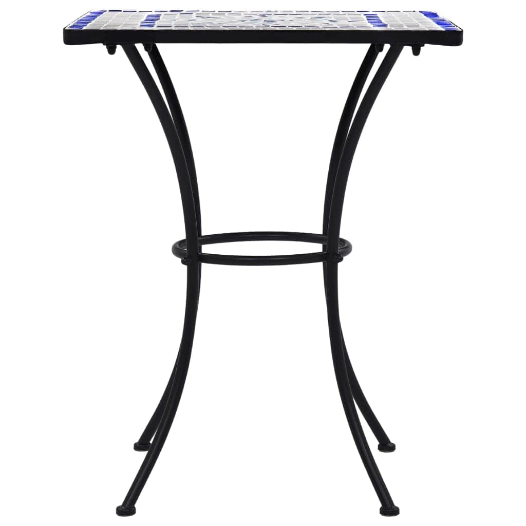 3 Piece Mosaic Bistro Set Ceramic Tile Blue and White