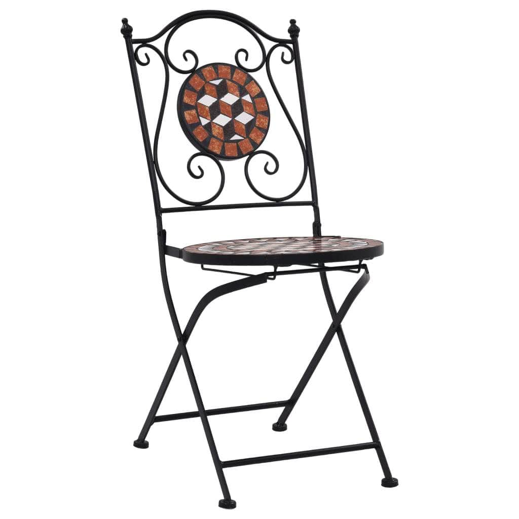 3 Piece Mosaic Bistro Set Ceramic Tile Terracotta