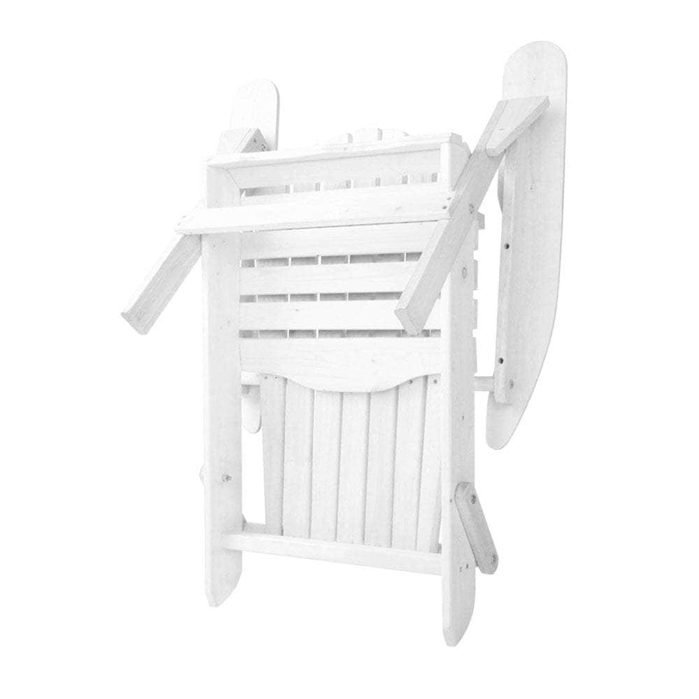 3 Piece Outdoor Adirondack Beach Chair and Table Set - White