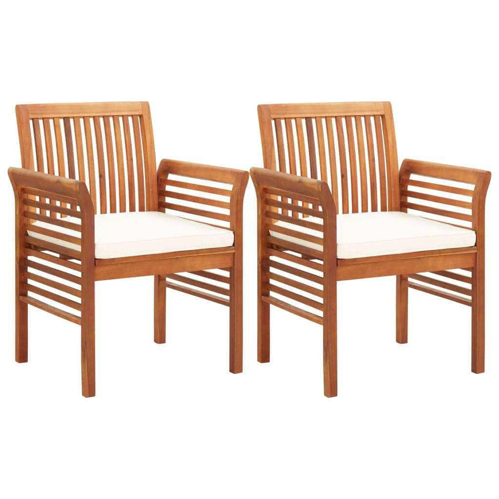 3 Piece Outdoor Dining Set with Cushions Solid Acacia Wood