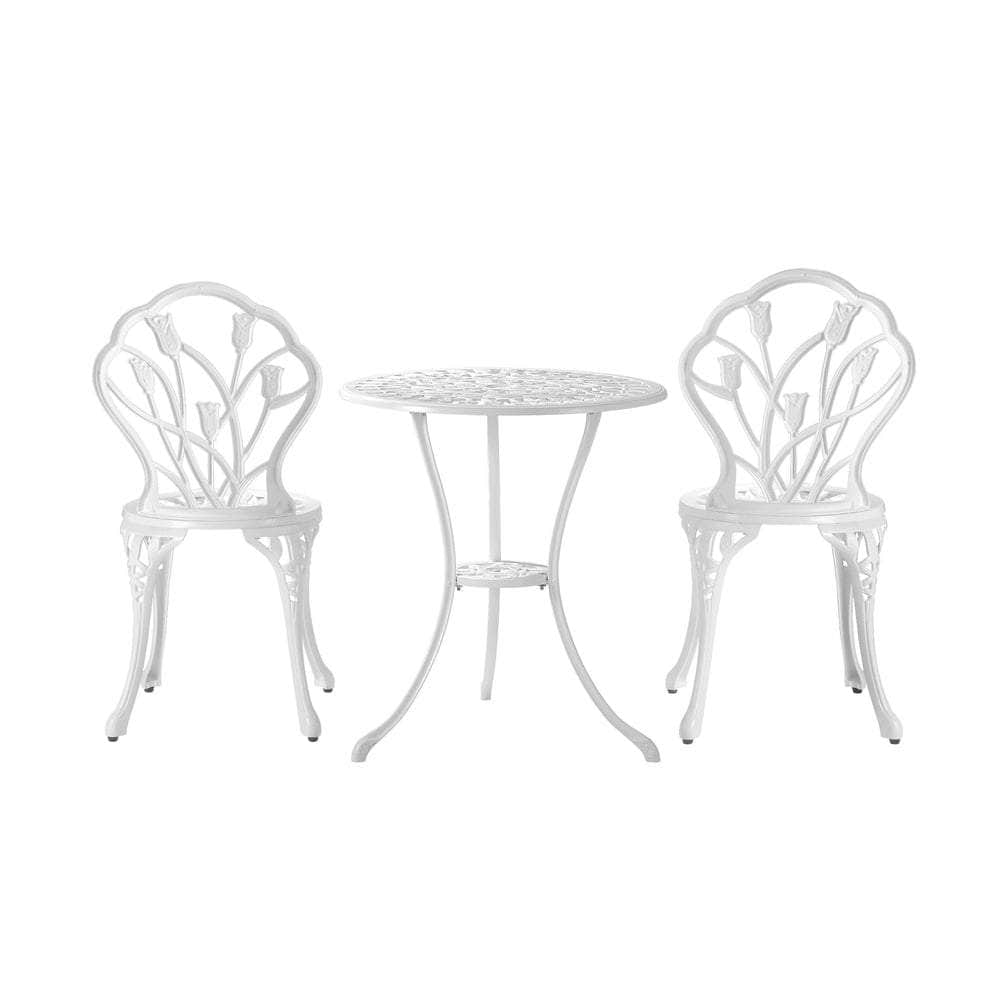 3 Piece Outdoor Furniture Setting Chairs Table Bistro Patio Dining Set