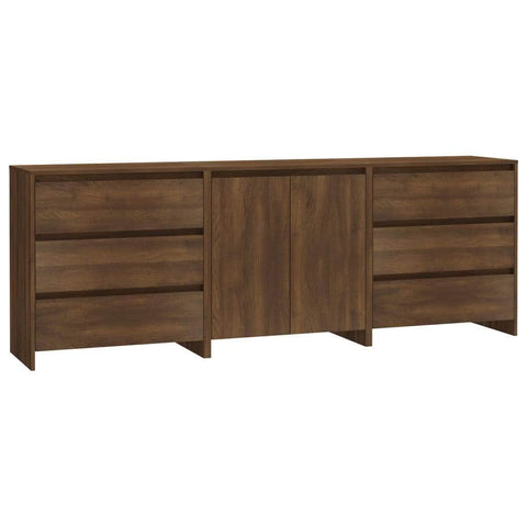 3 Piece Sideboard Brown Oak Engineered Wood