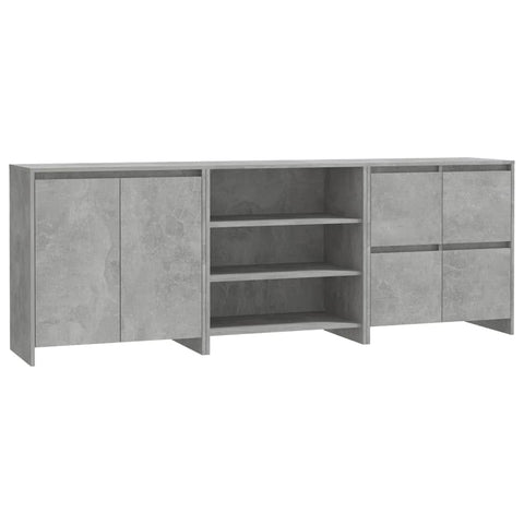 3 Piece Sideboard Concrete Grey Engineered Wood