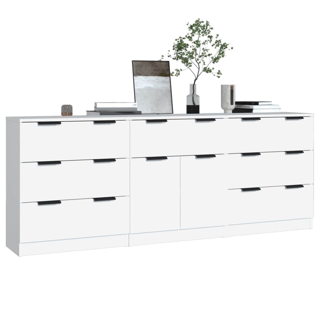 3 Piece Sideboards White Engineered Wood