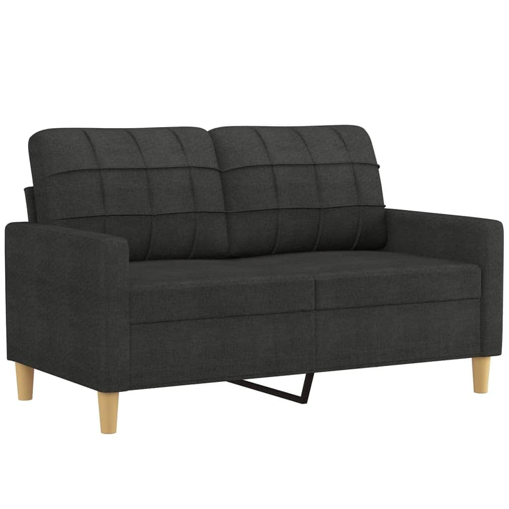 3 Piece Sofa Set with Cushions Black Fabric