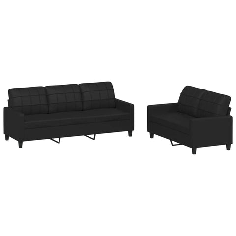 3 Piece Sofa Set with Cushions Black Faux Leather