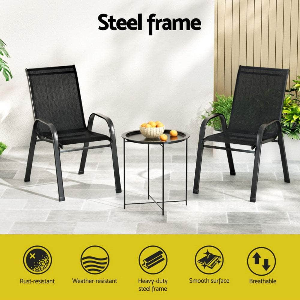 3-Piece Stackable Patio Bistro Set - Black