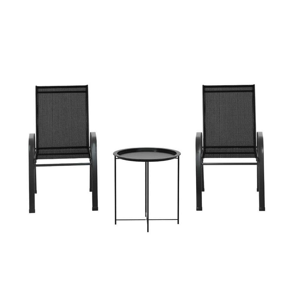 3-Piece Stackable Patio Bistro Set - Black