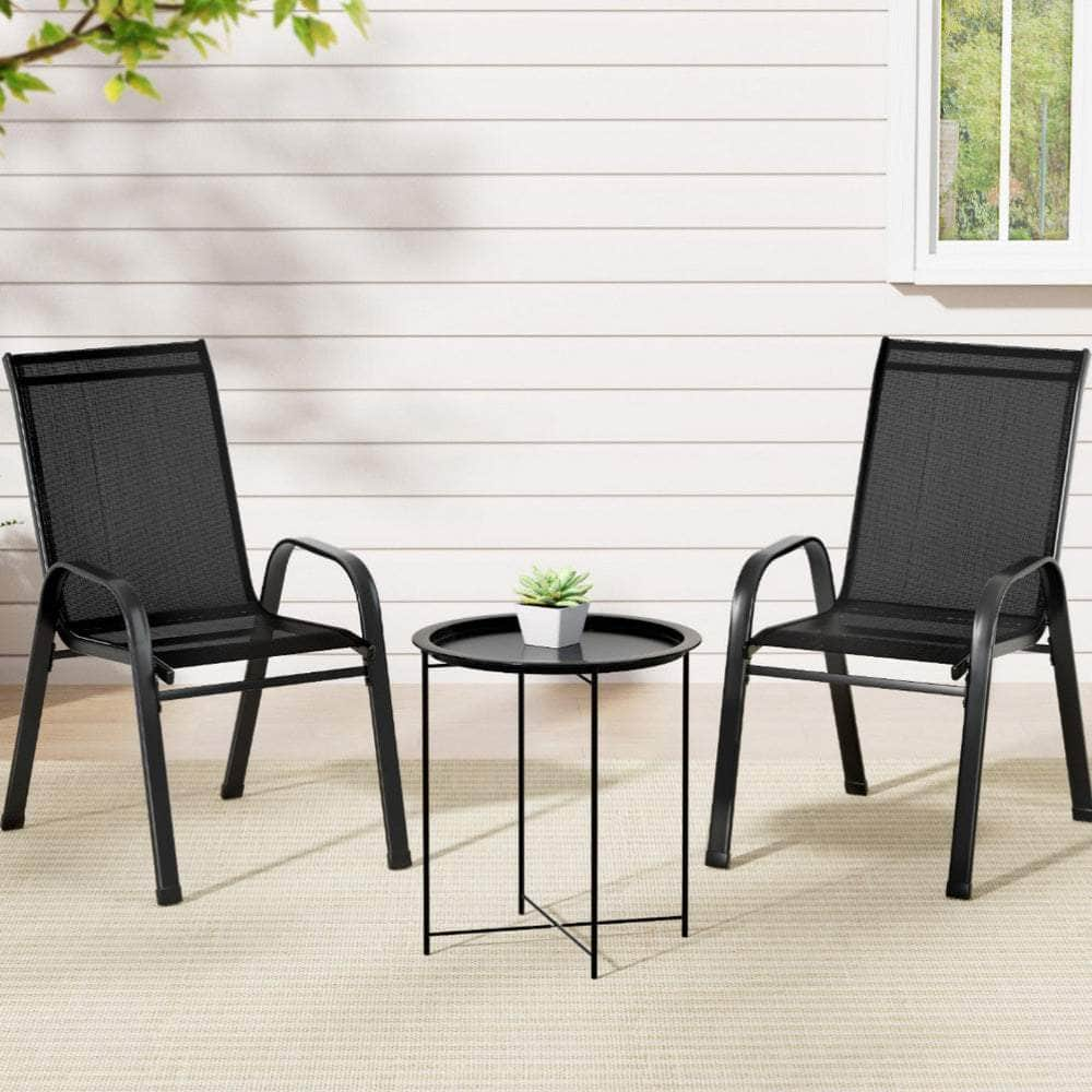 3-Piece Stackable Patio Bistro Set - Black