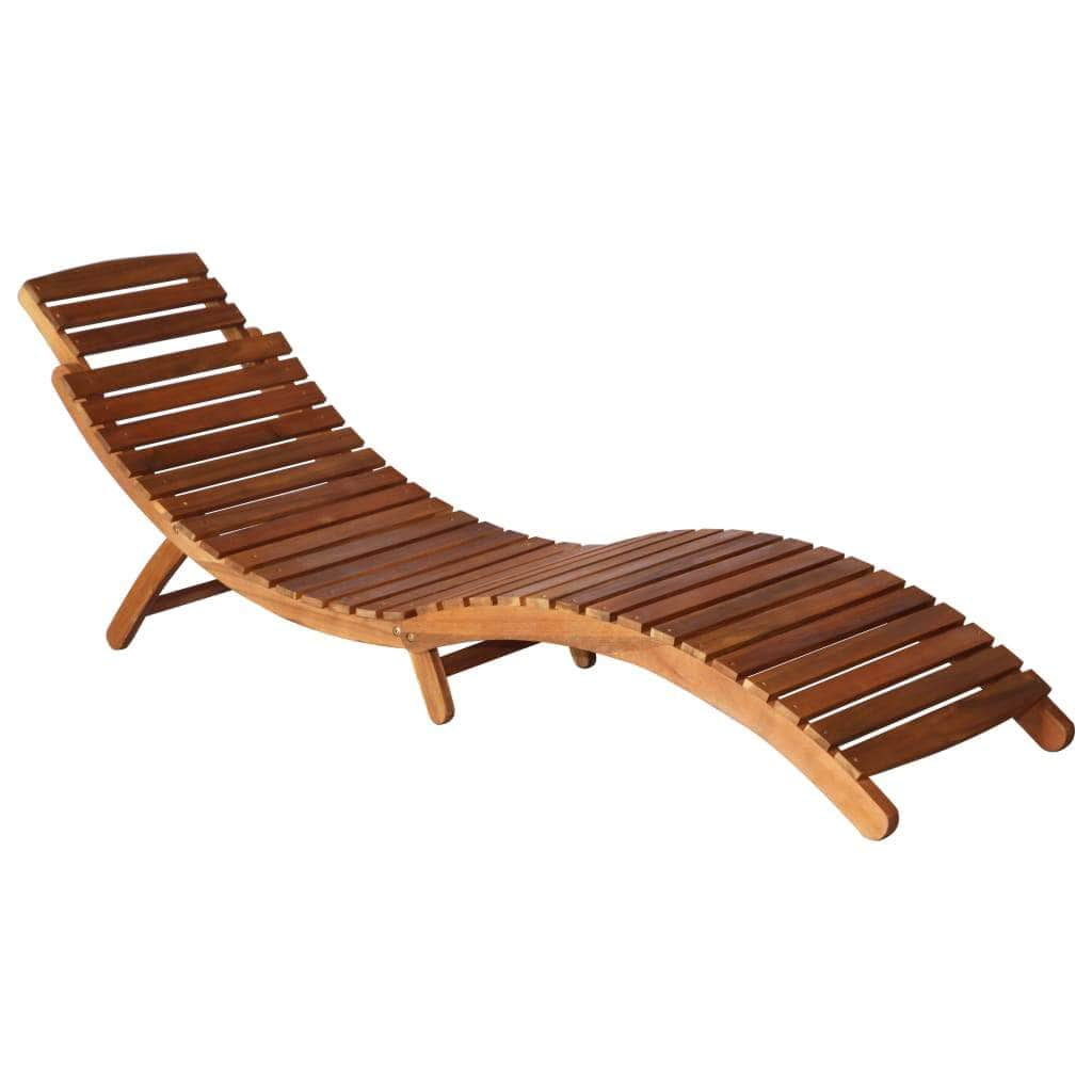 3 Piece Sunlounger with Tea Table Solid Acacia Wood