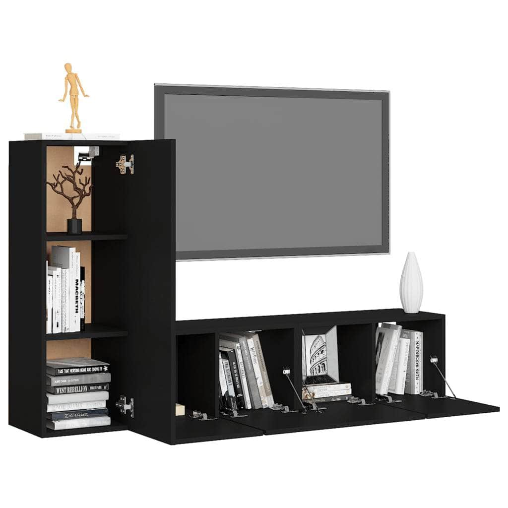 3 Piece TV Cabinet Set Black