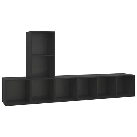 3 Piece TV Cabinet Set Black Wood