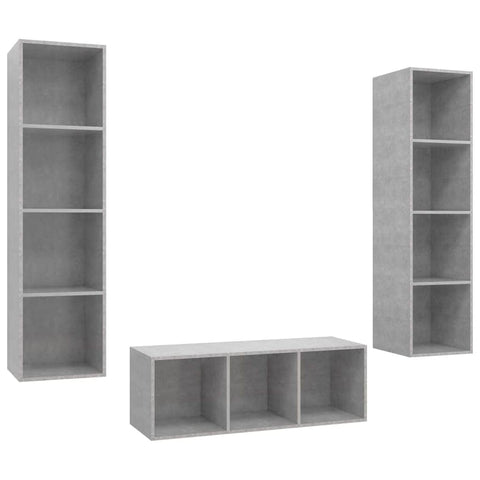 3 Piece TV Cabinet Set Concrete Engineered Wood