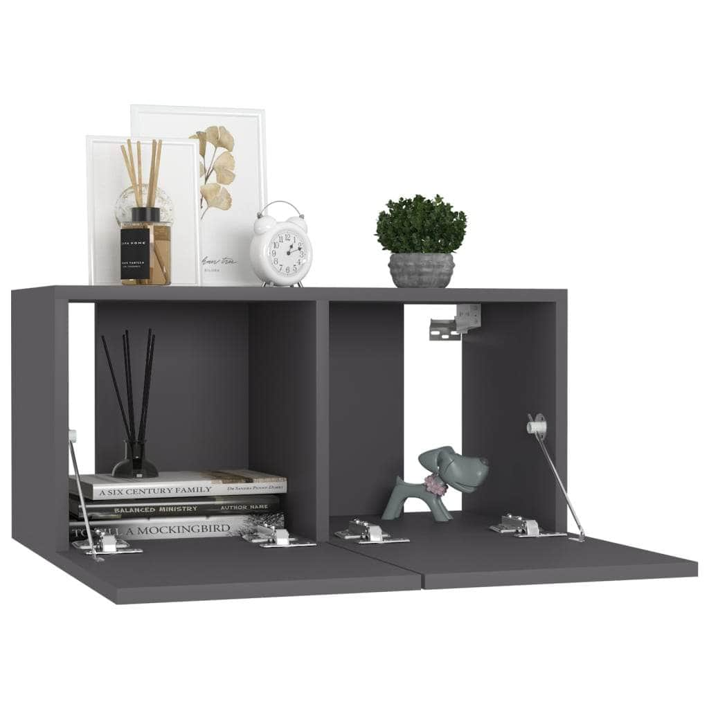 3 Piece TV Cabinet Set Grey Engineered Wood