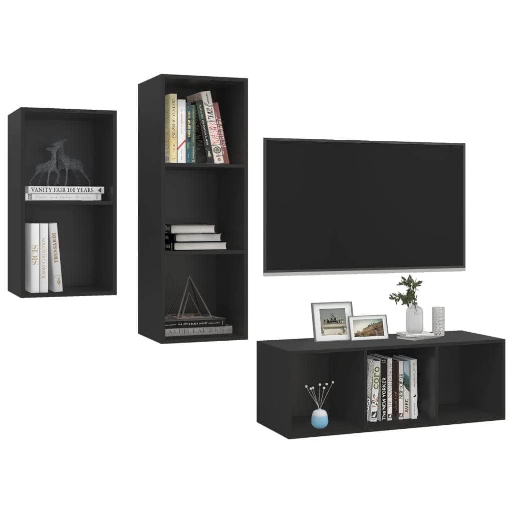 3 Piece TV Cabinet Set Wood