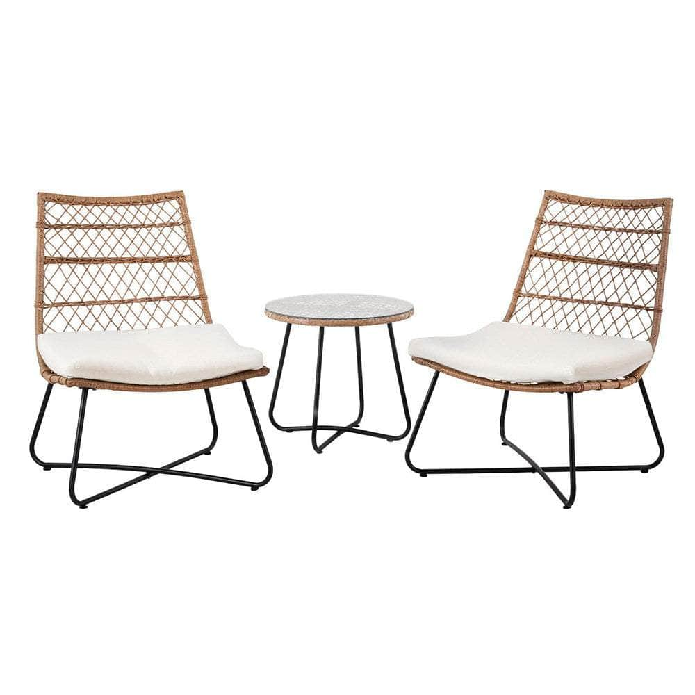 3-Piece Wicker Bistro Set - Patio Furniture Brown