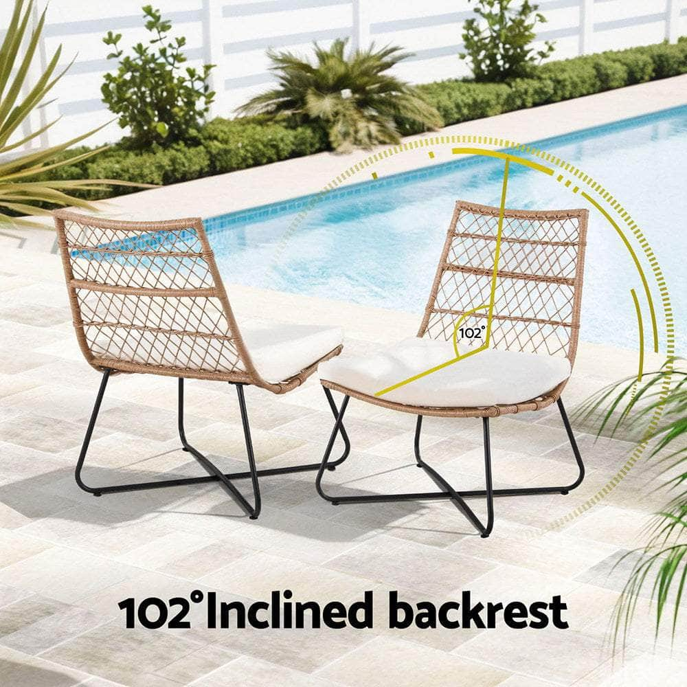 3-Piece Wicker Bistro Set - Patio Furniture Brown