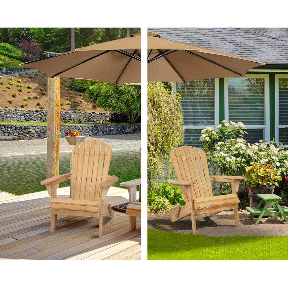 3 Piece Wooden Outdoor Beach Chair and Table Set