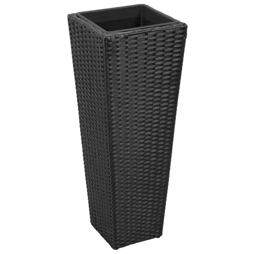 3 Rattan Flower Pots Black