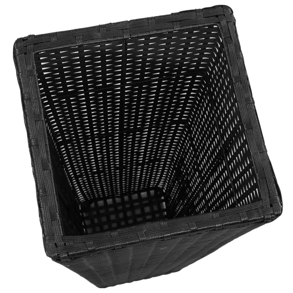 3 Rattan Flower Pots Black