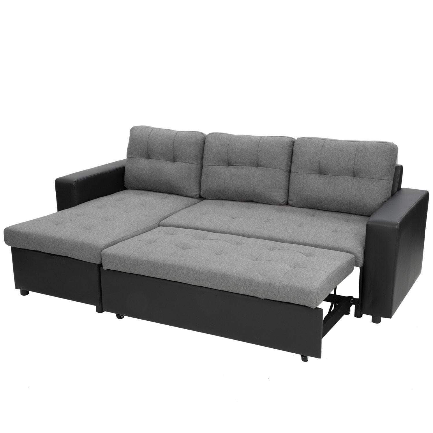 3-Seater Corner Sofa Bed Storage Lounge Chaise Couch Grey