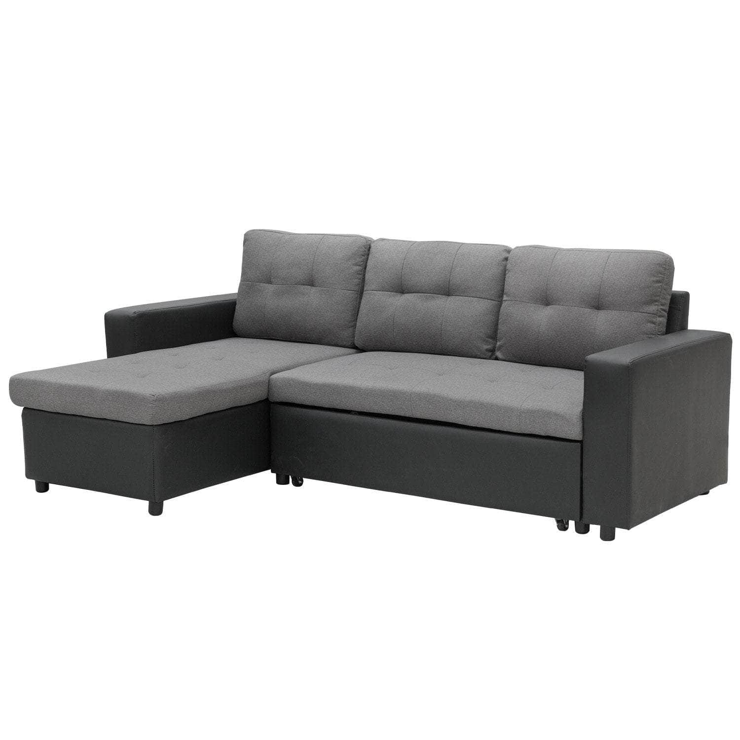 3-Seater Corner Sofa Bed Storage Lounge Chaise Couch Grey