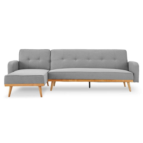 3-Seater Corner Sofa Bed with Chaise Lounge - Light Grey