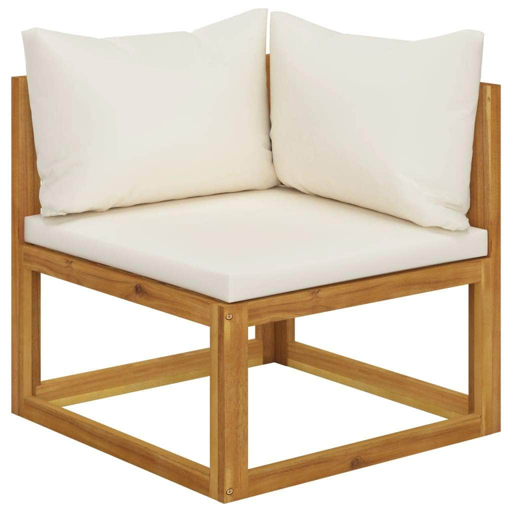 3-Seater Garden Sofa with Cushion Cream Solid Acacia Wood