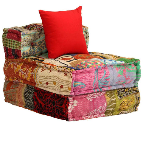 3-Seater Modular Sofa Bed Fabric Patchwork