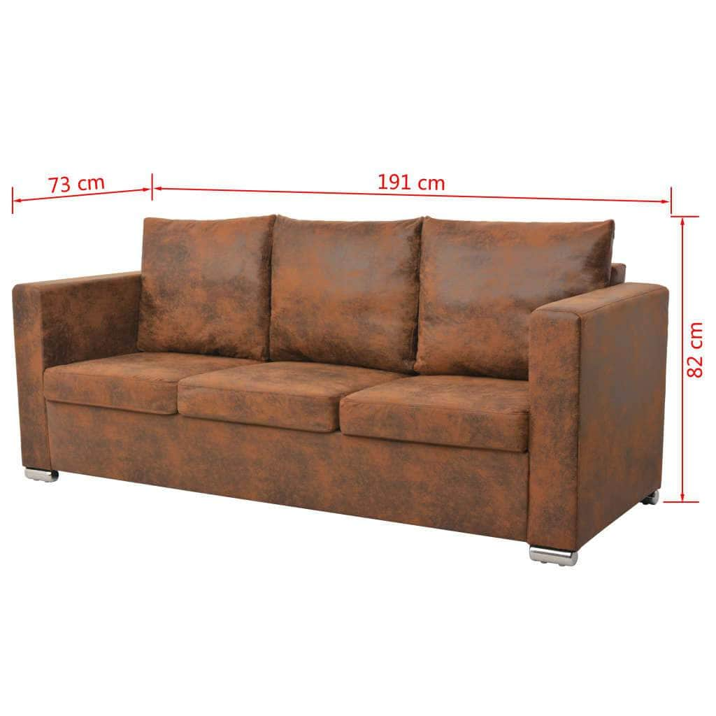 3-Seater Sofa Artificial Suede Leather