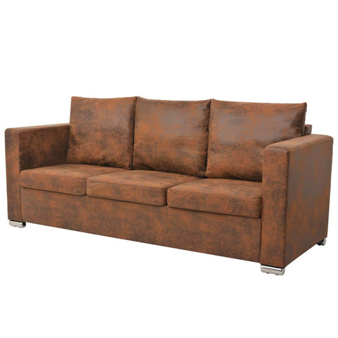 3-Seater Sofa Artificial Suede Leather