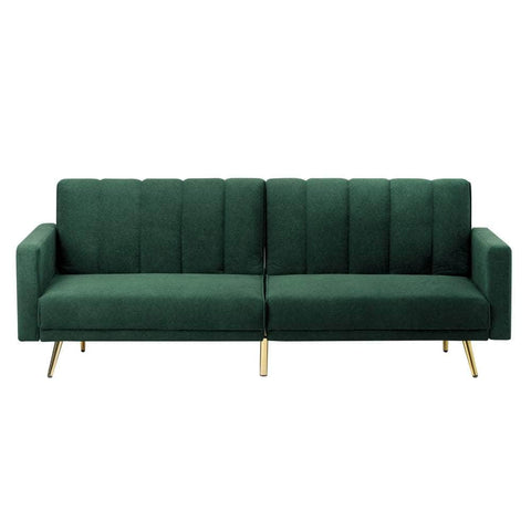 3 Seater Sofa Bed Convertible Velvet Green