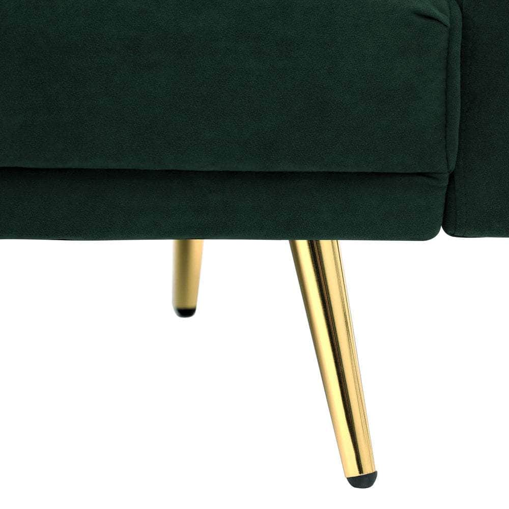 3 Seater Sofa Bed Convertible Velvet Green