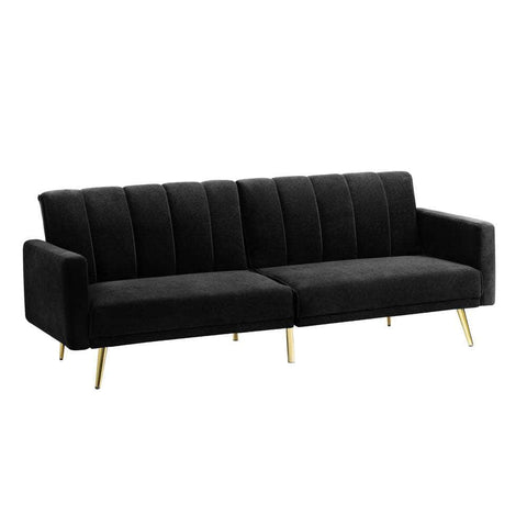 3-Seater Sofa Bed Velvet Black/Blue