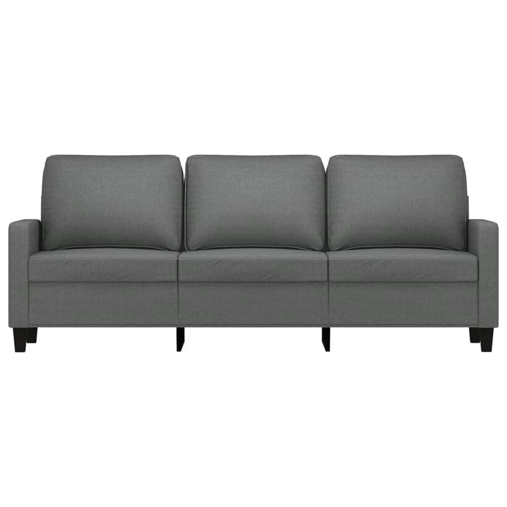 3-Seater Sofa Dark Grey Fabric