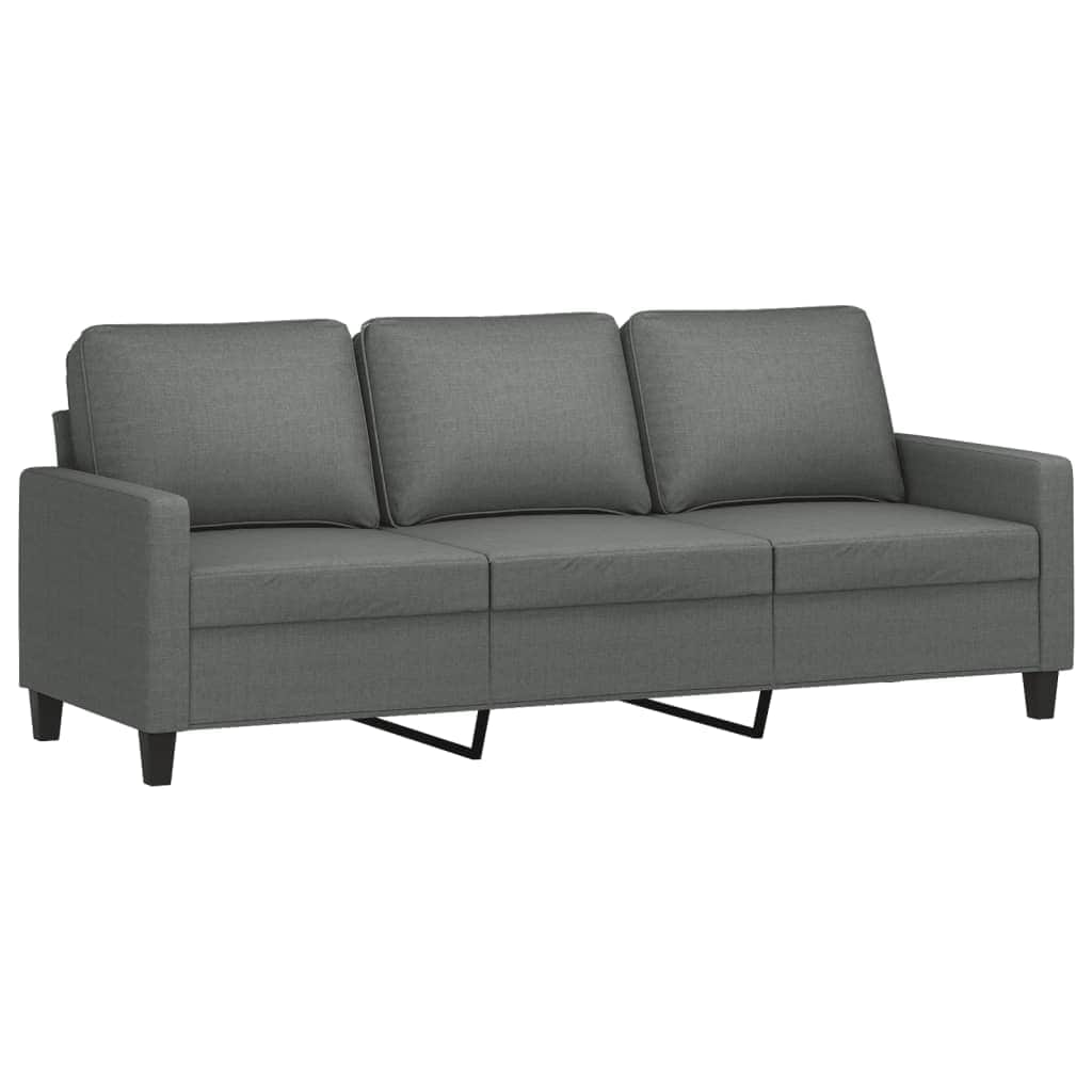 3-Seater Sofa Dark Grey Fabric