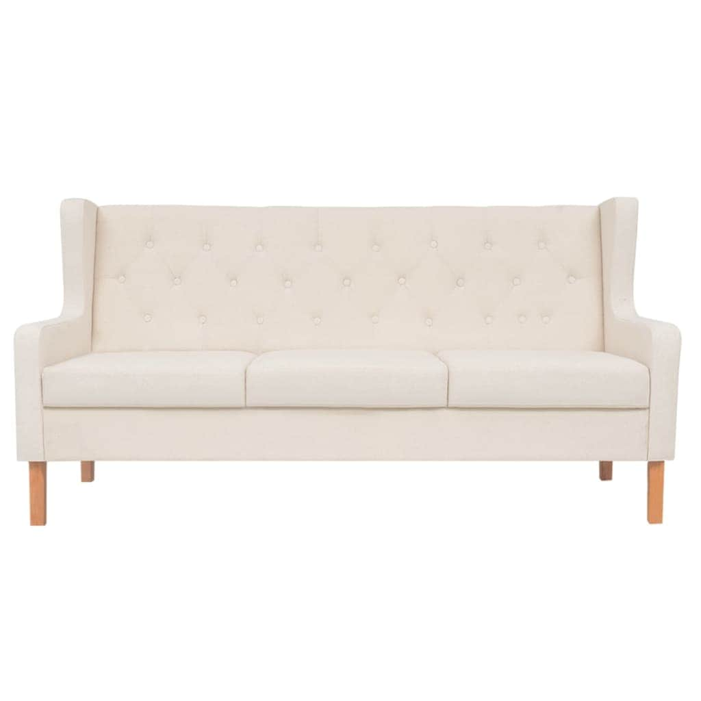 3-Seater Sofa Fabric Cream White