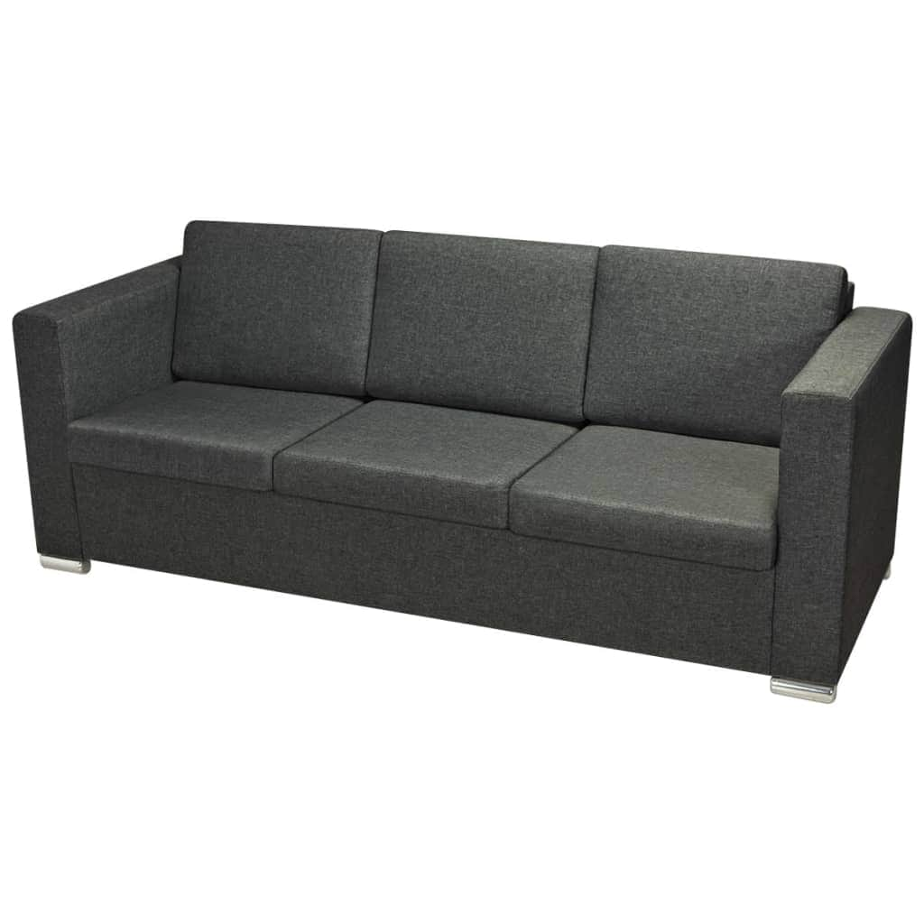 3-Seater Sofa Fabric Dark Grey