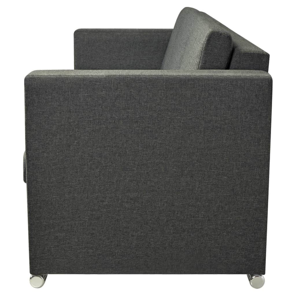 3-Seater Sofa Fabric Dark Grey