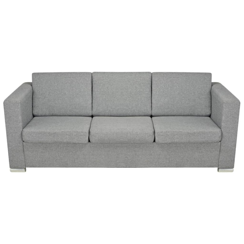 3-Seater Sofa Fabric Light Grey