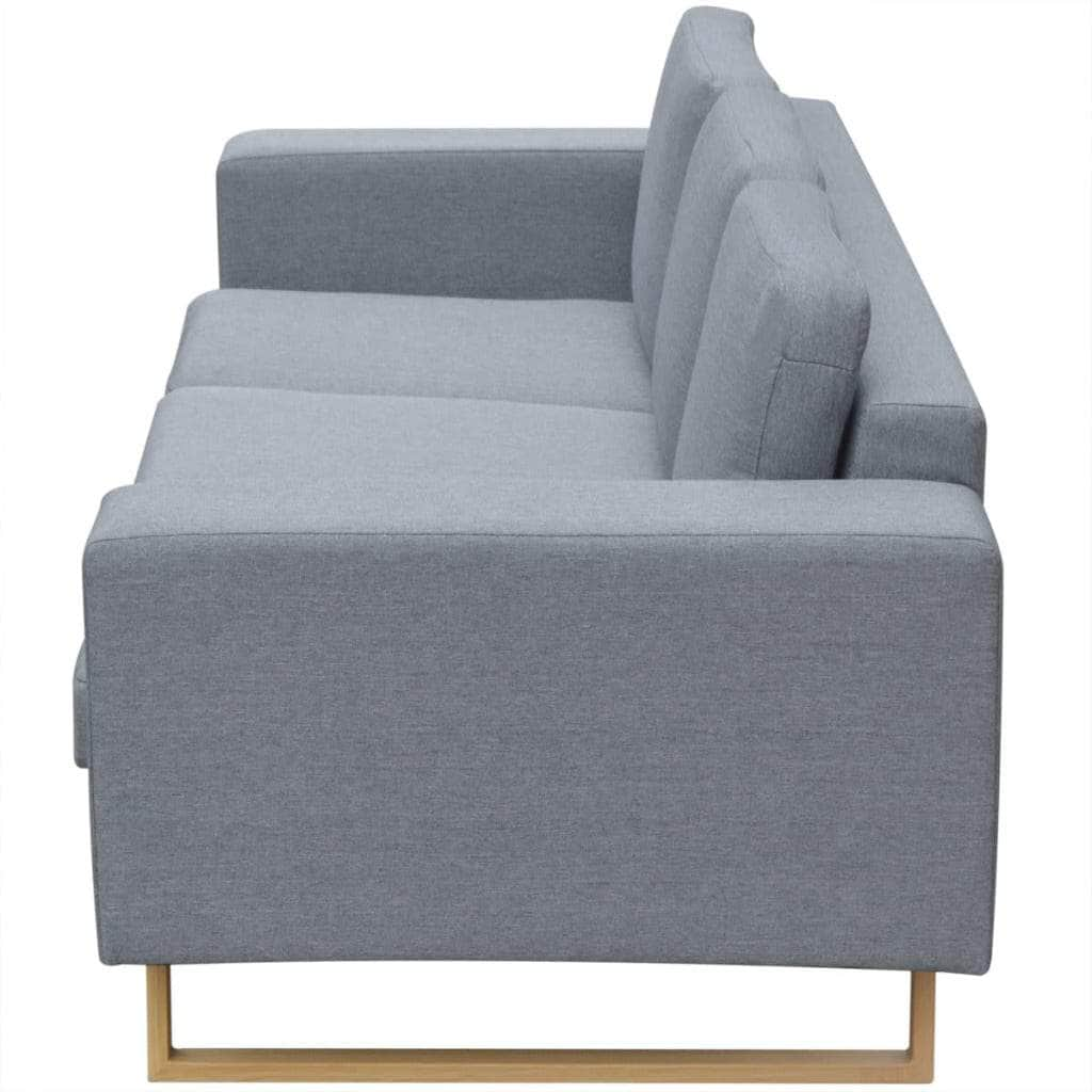 3-Seater Sofa Fabric Light Grey