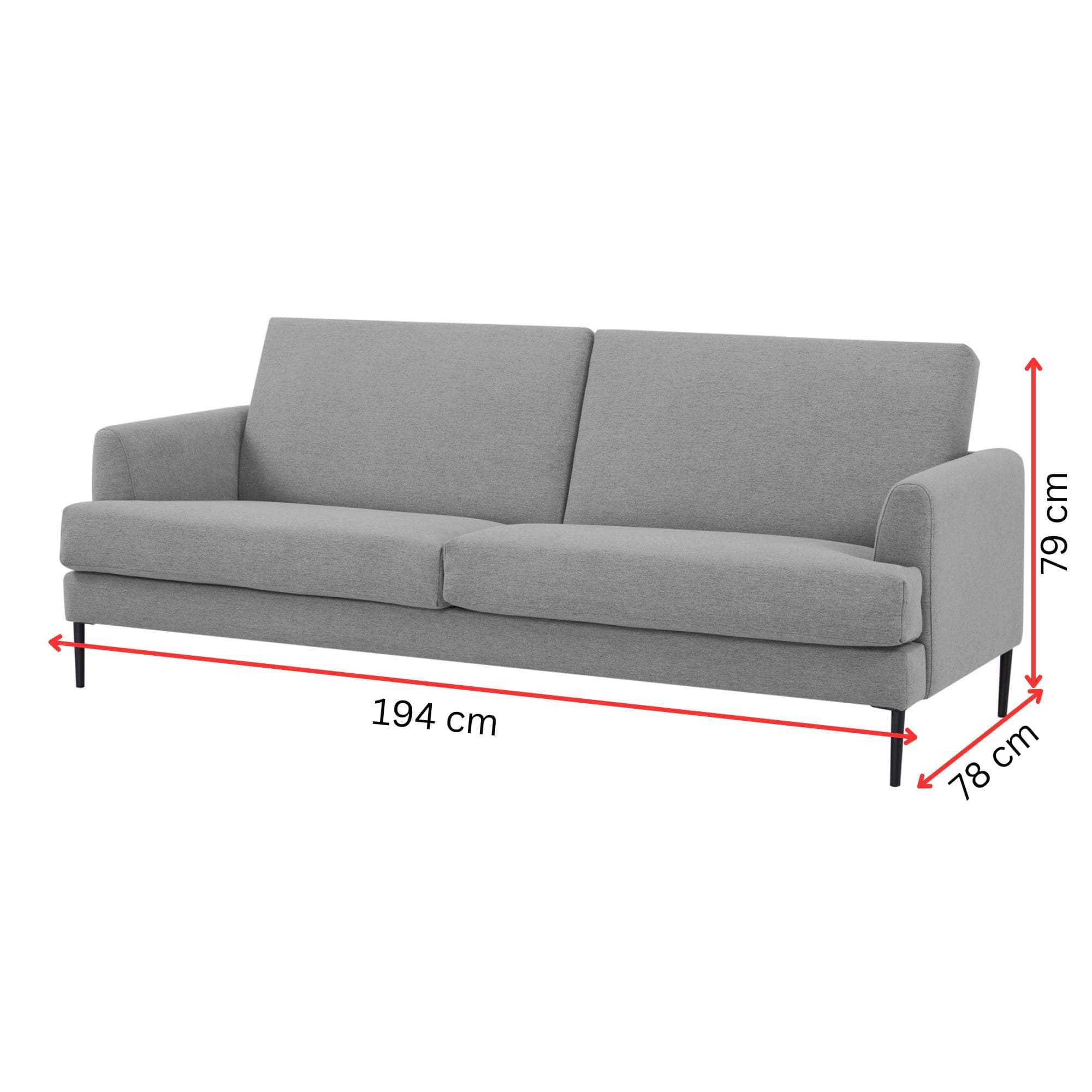 3 Seater Sofa Fabric Uplholstered Lounge Couch - Light Grey