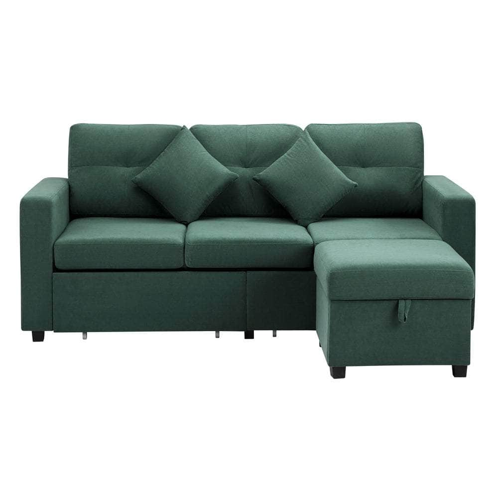 3 Seater Sofa Lounge Set Modular Couch Drawers&Ottoman Velvet Green